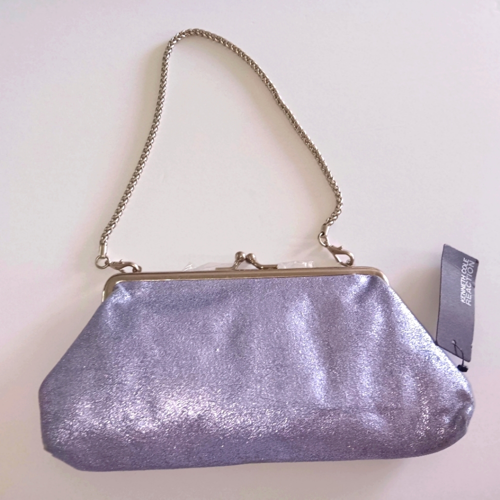 Kenneth Cole Reaction Cracked Leather Chain Evening Bag